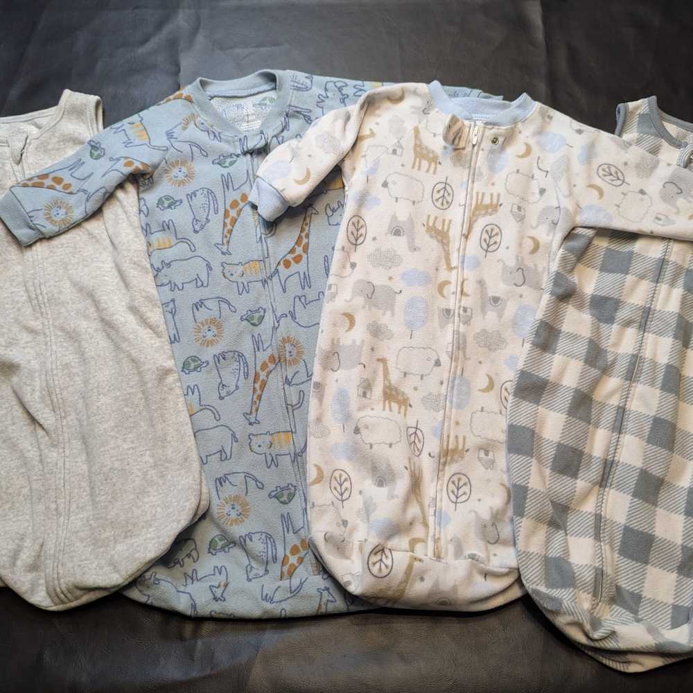 Baby Fleece Sleep Sack Bundle-- Blue And Grey